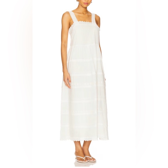 NWT THE GREAT Reverie Lace Trim Cotton Dress in White size M - Picture 2 of 16